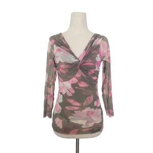 Y2k Sweet Pea Babydoll Floral Twist Front Mesh Top Size S Fairy Grunge Coquette